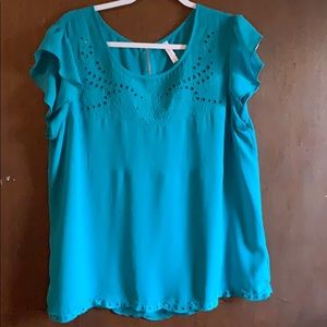 Teal short sleeve blouse